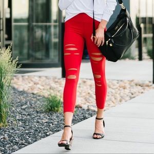 Zyia Red Slashed Luxe Hi-Rise 7/8 24”